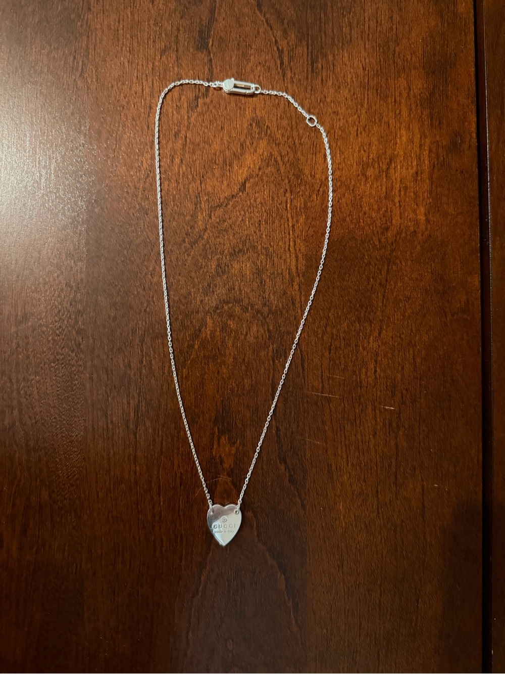 Gucci Silver Heart Pendant Necklace with Chain